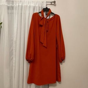 Orange Redish, short long sleeve dress. Size small(4).
